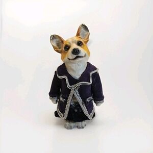 Robert Stanley Home Collection Corgi Dog Figure In Purple Velvet Christmas